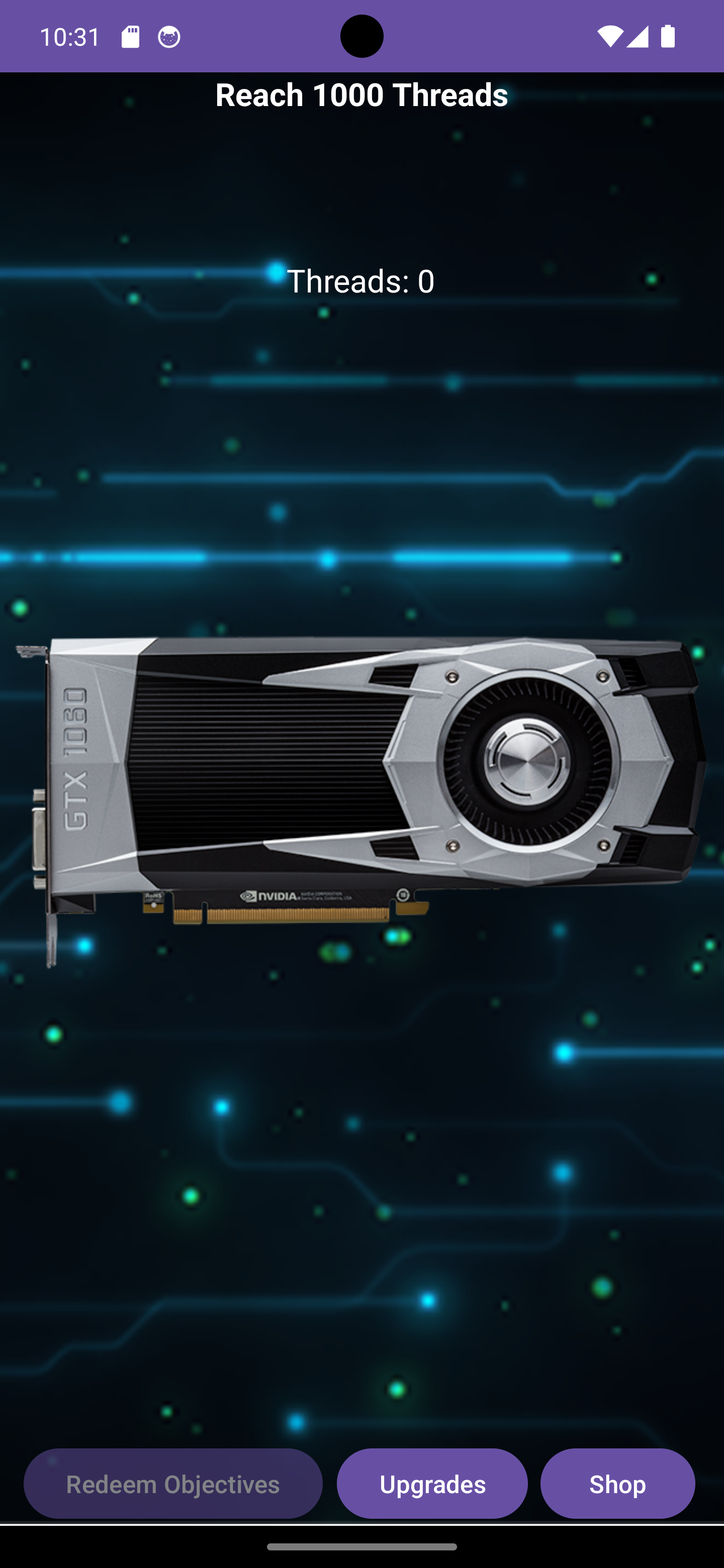 Main Interface of GPU Clicker Game